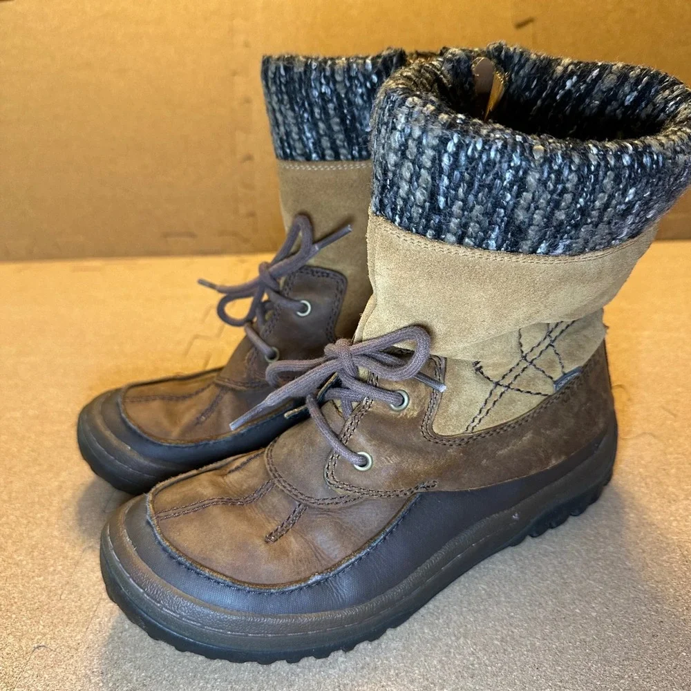 Merrell Decora Prelude Boot Women 7.5 Brown Leather Suede Knit Waterproof J42724